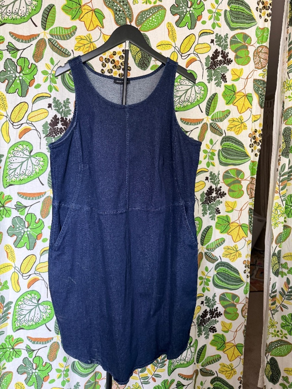 Universal Standard Dark Indigo Denim Jumper Dress Sleeveless Pockets
